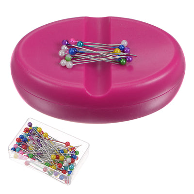 Harfington Magnetic Pin Cushion with 100pcs Plastic Head Pins, Pink