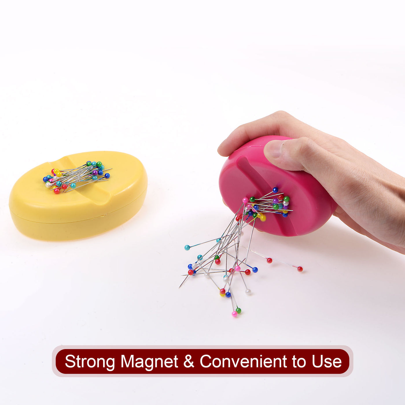 Harfington Magnetic Pin Cushion with 100pcs Plastic Head Pins, Yellow
