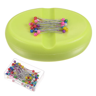 Harfington Magnetic Pin Cushion with 100pcs Plastic Head Pins, Green