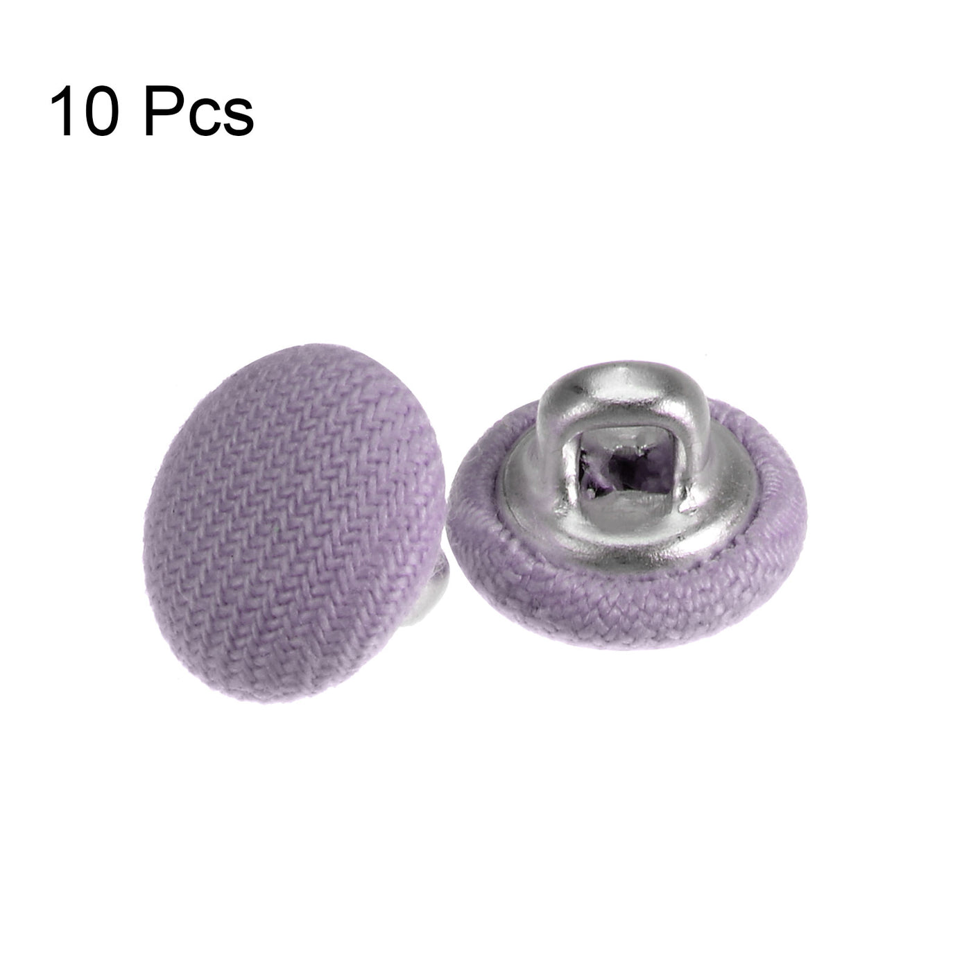Harfington 10pcs Fabric Cloth Covered Button 10mm Round Metal Sewing Buttons, Purple