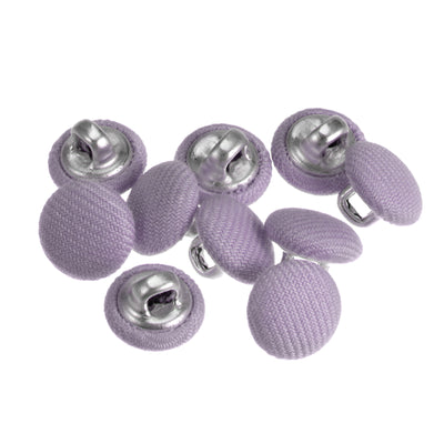 Harfington 10pcs Fabric Cloth Covered Button 10mm Round Metal Sewing Buttons, Purple