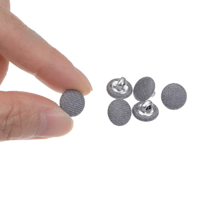 Harfington 10pcs Fabric Cloth Covered Button 10mm Round Metal Sewing Buttons, Grey