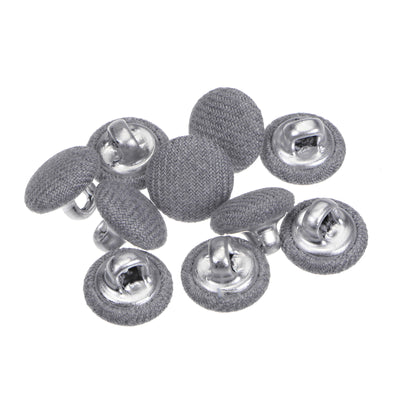 Harfington 10pcs Fabric Cloth Covered Button 10mm Round Metal Sewing Buttons, Grey
