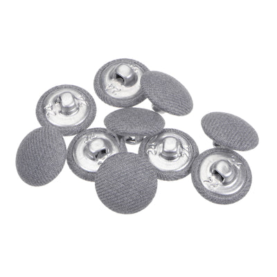 Harfington 10pcs Fabric Cloth Covered Button 15mm Round Metal Sewing Buttons, Grey