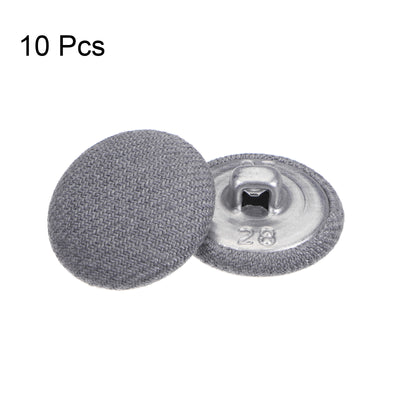 Harfington 10pcs Fabric Cloth Covered Button 18mm Round Metal Sewing Buttons, Grey