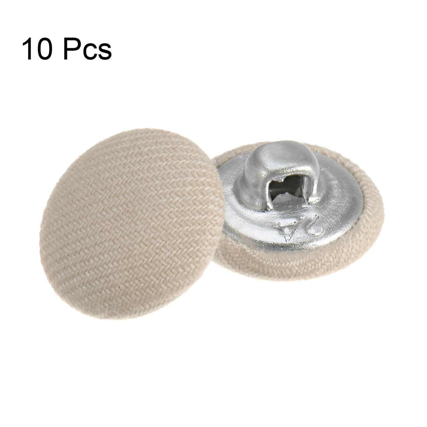 Harfington 10pcs Fabric Cloth Covered Button 15mm Round Metal Sewing Buttons, Beige