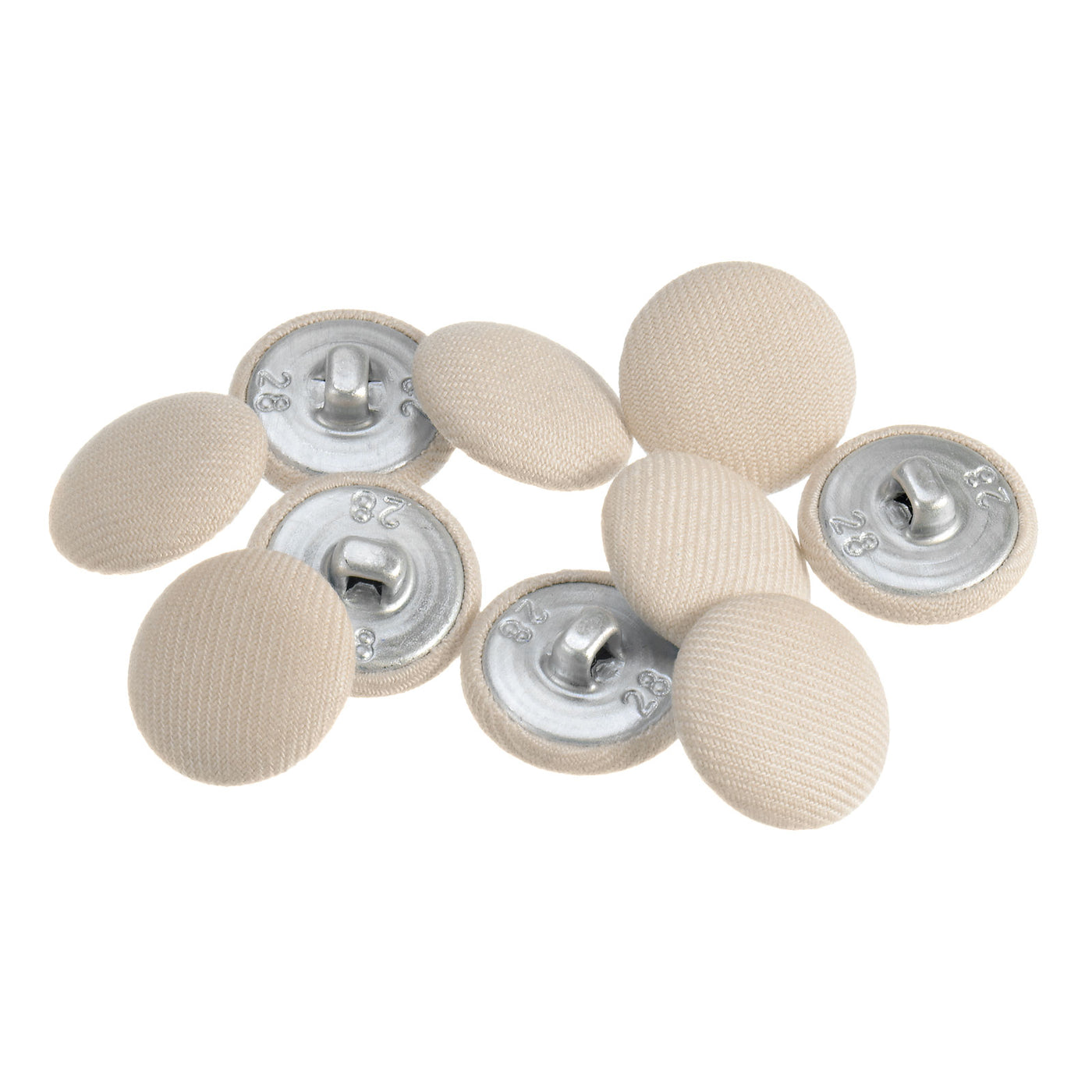 Harfington 10pcs Fabric Cloth Covered Button 18mm Round Metal Sewing Buttons, Beige