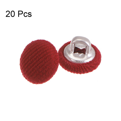Harfington 20pcs Fabric Cloth Covered Button 10mm Round Metal Sewing Buttons, Red
