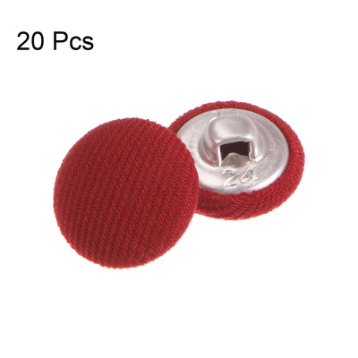 Harfington 20pcs Fabric Cloth Covered Button 15mm Round Metal Sewing Buttons, Red