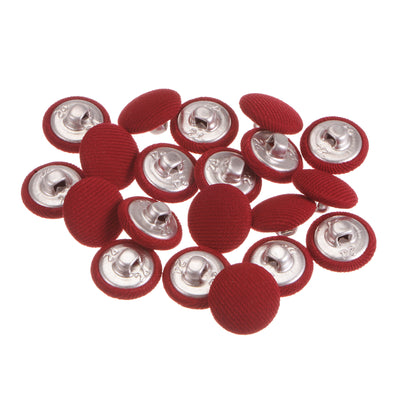 Harfington 20pcs Fabric Cloth Covered Button 15mm Round Metal Sewing Buttons, Red