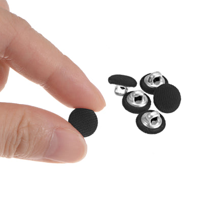 Harfington 20pcs Fabric Cloth Covered Button 10mm Round Metal Sewing Buttons, Black