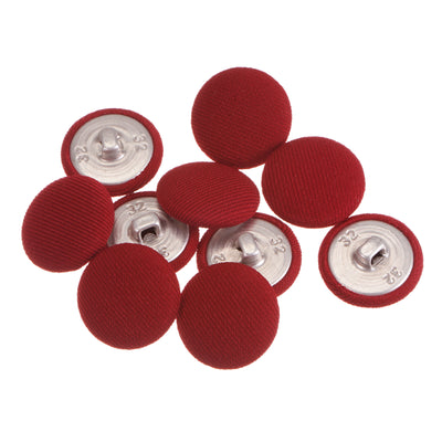Harfington 10pcs Fabric Cloth Covered Button 20mm Round Metal Sewing Buttons, Red