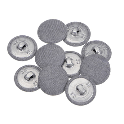 Harfington 10pcs Fabric Cloth Covered Button 20mm Round Metal Sewing Buttons, Grey