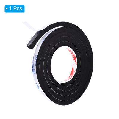 Harfington 2m/6.6ft Sealing Foam Tape, 12mm Wide 10mm Thick Single Sided Weather Stripping Door Seal Strip for Window Door Insulation, Black