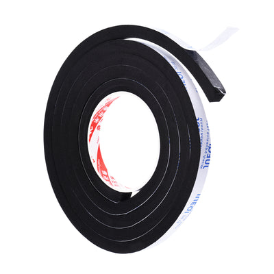 Harfington 2m/6.6ft Sealing Foam Tape, 12mm Wide 10mm Thick Single Sided Weather Stripping Door Seal Strip for Window Door Insulation, Black
