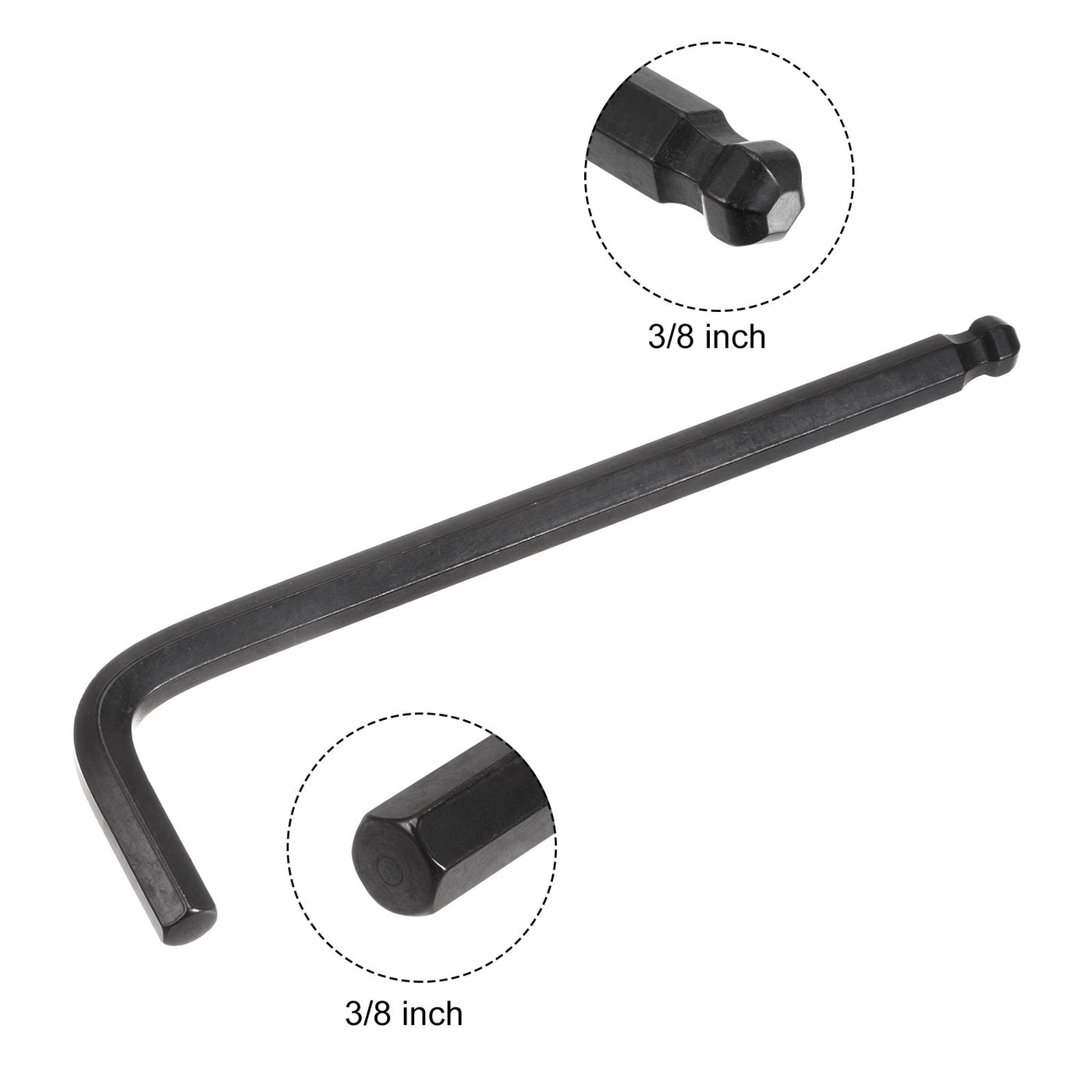 uxcell Uxcell 3/8" Ball End Hex Key Wrench, L Shaped Long Arm CR-V Repairing Tool, Black