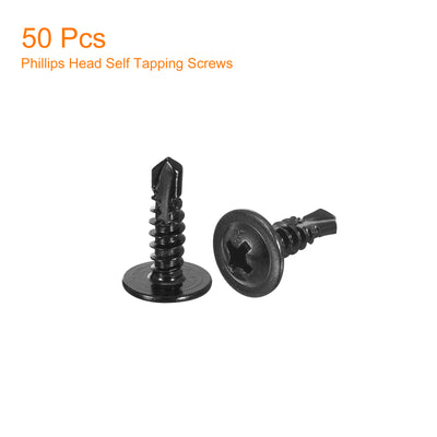 Harfington Uxcell Phillips Head Self Tapping Screws, 50pcs #8x5/8" Sheet Metal Screw