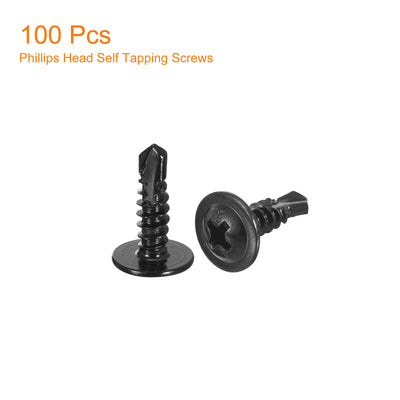 Harfington Uxcell Phillips Head Self Tapping Screws, 100pcs #8x5/8" Sheet Metal Screw