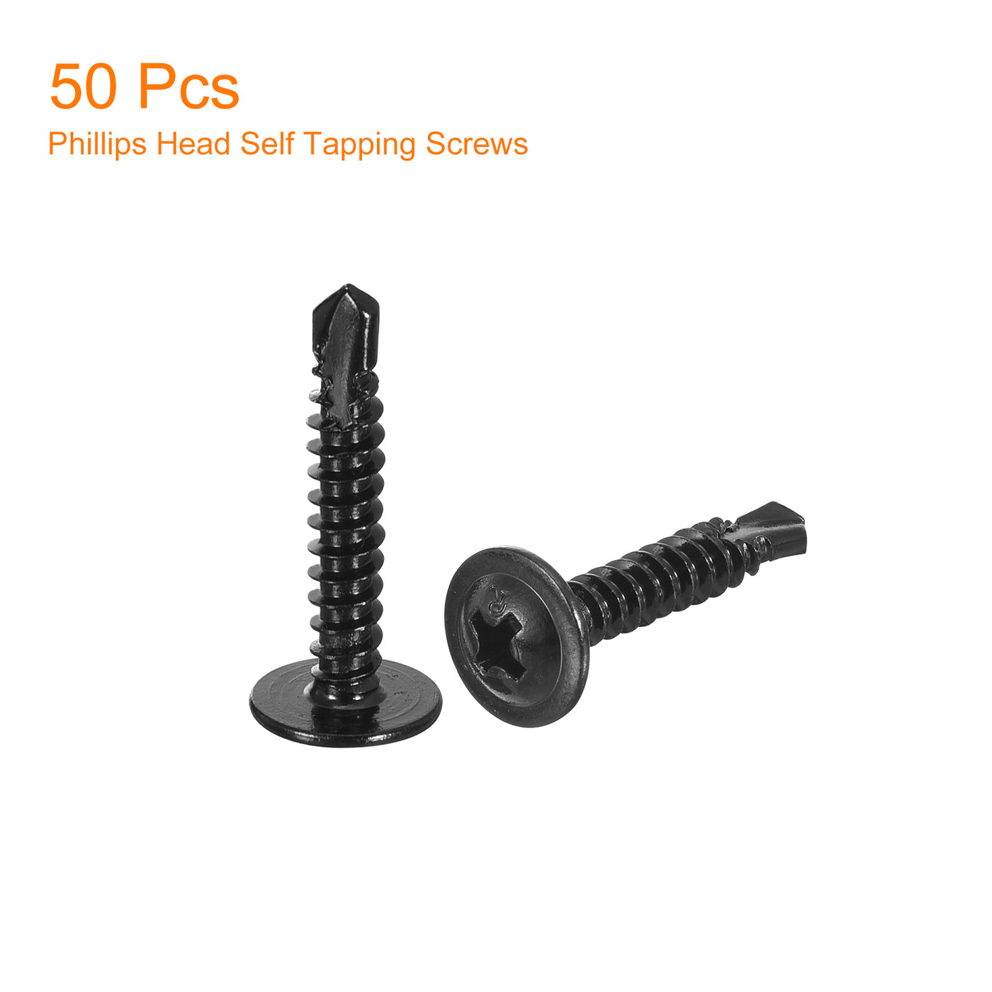 uxcell Uxcell Phillips Head Self Tapping Screws, 50pcs #8x1" Sheet Metal Screw