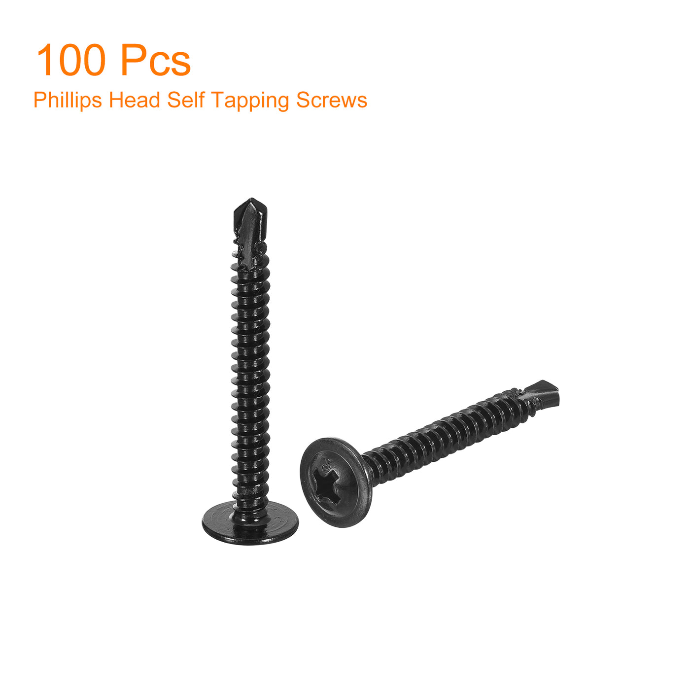 uxcell Uxcell Phillips Head Self Tapping Screws, 100pcs #8x1-1/2" Sheet Metal Screw