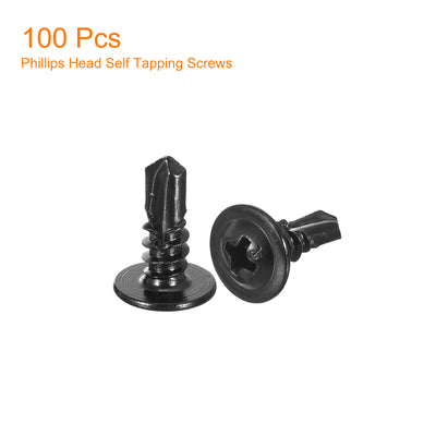 Harfington Uxcell Phillips Head Self Tapping Screws, 100pcs #10x1/2" Sheet Metal Screw