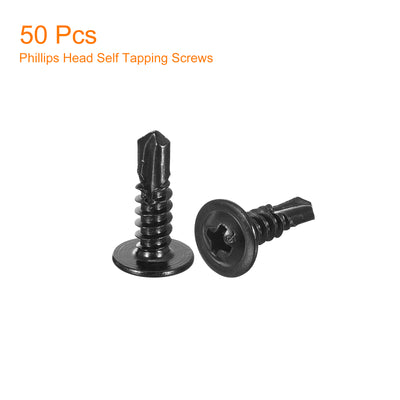 Harfington Uxcell Phillips Head Self Tapping Screws, 50pcs #10x5/8" Sheet Metal Screw