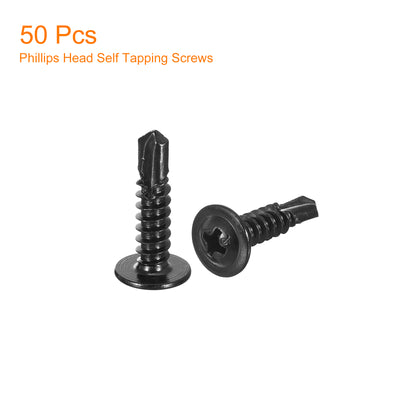 Harfington Uxcell Phillips Head Self Tapping Screws, 50pcs #10x3/4" Sheet Metal Screw