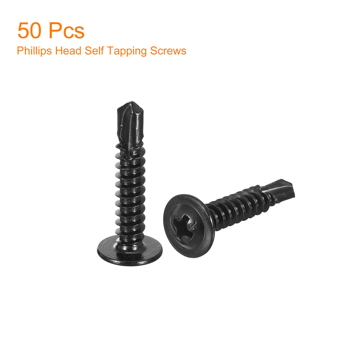 uxcell Uxcell Phillips Head Self Tapping Screws, 50pcs #10x1" Sheet Metal Screw