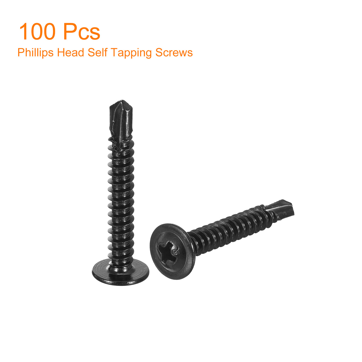 uxcell Uxcell Phillips Head Self Tapping Screws, 100pcs #10x1-1/4" Sheet Metal Screw