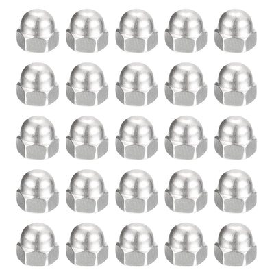 Harfington Uxcell #6-32 Acorn Cap Nuts,25pcs - 304 Stainless Steel Hardware Nuts, Acorn Hex Cap Dome Head Nuts for Fasteners (Silver)
