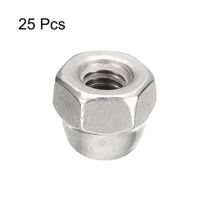 Harfington Uxcell #8-32 Acorn Cap Nuts,25pcs - 304 Stainless Steel Hardware Nuts, Acorn Hex Cap Dome Head Nuts for Fasteners (Silver)