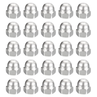 Harfington Uxcell #8-32 Acorn Cap Nuts,50pcs - 304 Stainless Steel Hardware Nuts, Acorn Hex Cap Dome Head Nuts for Fasteners (Silver)