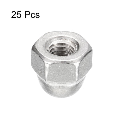 Harfington Uxcell #10-32 Acorn Cap Nuts,25pcs - 304 Stainless Steel Hardware Nuts, Acorn Hex Cap Dome Head Nuts for Fasteners (Silver)