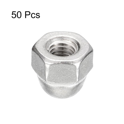 Harfington Uxcell #10-32 Acorn Cap Nuts,50pcs - 304 Stainless Steel Hardware Nuts, Acorn Hex Cap Dome Head Nuts for Fasteners (Silver)