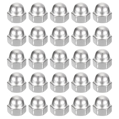 Harfington Uxcell #10-32 Acorn Cap Nuts,50pcs - 304 Stainless Steel Hardware Nuts, Acorn Hex Cap Dome Head Nuts for Fasteners (Silver)