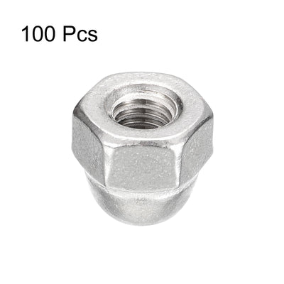 Harfington Uxcell #10-32 Acorn Cap Nuts,100pcs - 304 Stainless Steel Hardware Nuts, Acorn Hex Cap Dome Head Nuts for Fasteners (Silver)