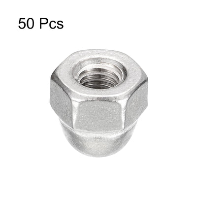 Harfington Uxcell #10-24 Acorn Cap Nuts,50pcs - 304 Stainless Steel Hardware Nuts, Acorn Hex Cap Dome Head Nuts for Fasteners (Silver)