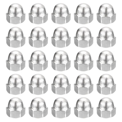Harfington Uxcell 1/4-20 Acorn Cap Nuts,25pcs - 304 Stainless Steel Hardware Nuts, Acorn Hex Cap Dome Head Nuts for Fasteners (Silver)