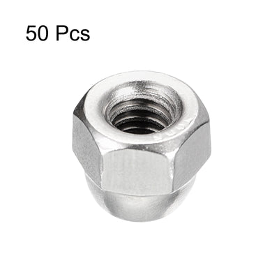 Harfington Uxcell 1/4-20 Acorn Cap Nuts,50pcs - 304 Stainless Steel Hardware Nuts, Acorn Hex Cap Dome Head Nuts for Fasteners (Silver)