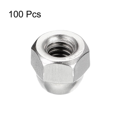 Harfington Uxcell 1/4-20 Acorn Cap Nuts,100pcs - 304 Stainless Steel Hardware Nuts, Acorn Hex Cap Dome Head Nuts for Fasteners (Silver)