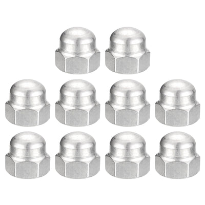 Harfington Uxcell 3/8-16 Acorn Cap Nuts,10pcs - 304 Stainless Steel Hardware Nuts, Acorn Hex Cap Dome Head Nuts for Fasteners (Silver)