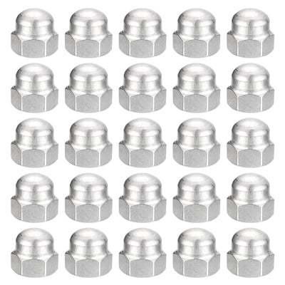 Harfington Uxcell 3/8-16 Acorn Cap Nuts,25pcs - 304 Stainless Steel Hardware Nuts, Acorn Hex Cap Dome Head Nuts for Fasteners (Silver)