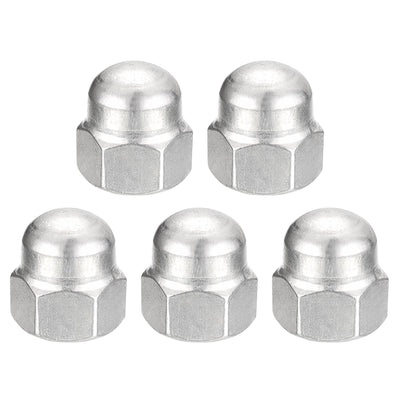 Harfington Uxcell 7/16-14 Acorn Cap Nuts,5pcs - 304 Stainless Steel Hardware Nuts, Acorn Hex Cap Dome Head Nuts for Fasteners (Silver)