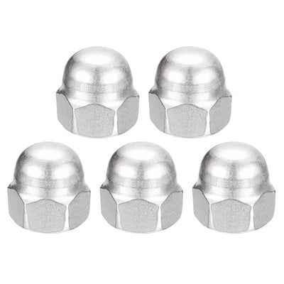 Harfington Uxcell 1/2-13 Acorn Cap Nuts,5pcs - 304 Stainless Steel Hardware Nuts, Acorn Hex Cap Dome Head Nuts for Fasteners (Silver)