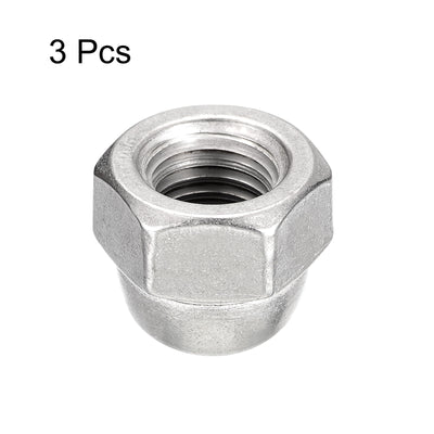 Harfington Uxcell 5/8-11 Acorn Cap Nuts,3pcs - 304 Stainless Steel Hardware Nuts, Acorn Hex Cap Dome Head Nuts for Fasteners (Silver)
