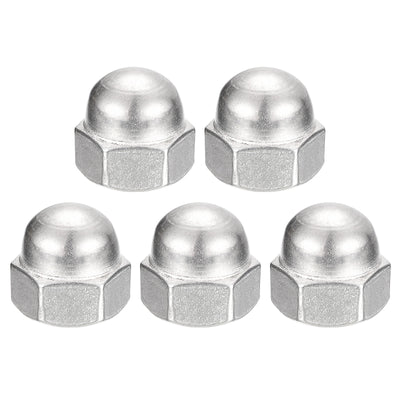 Harfington Uxcell 5/8-11 Acorn Cap Nuts,5pcs - 304 Stainless Steel Hardware Nuts, Acorn Hex Cap Dome Head Nuts for Fasteners (Silver)