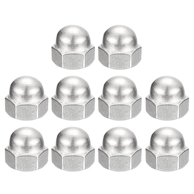 Harfington Uxcell 5/8-11 Acorn Cap Nuts,10pcs - 304 Stainless Steel Hardware Nuts, Acorn Hex Cap Dome Head Nuts for Fasteners (Silver)
