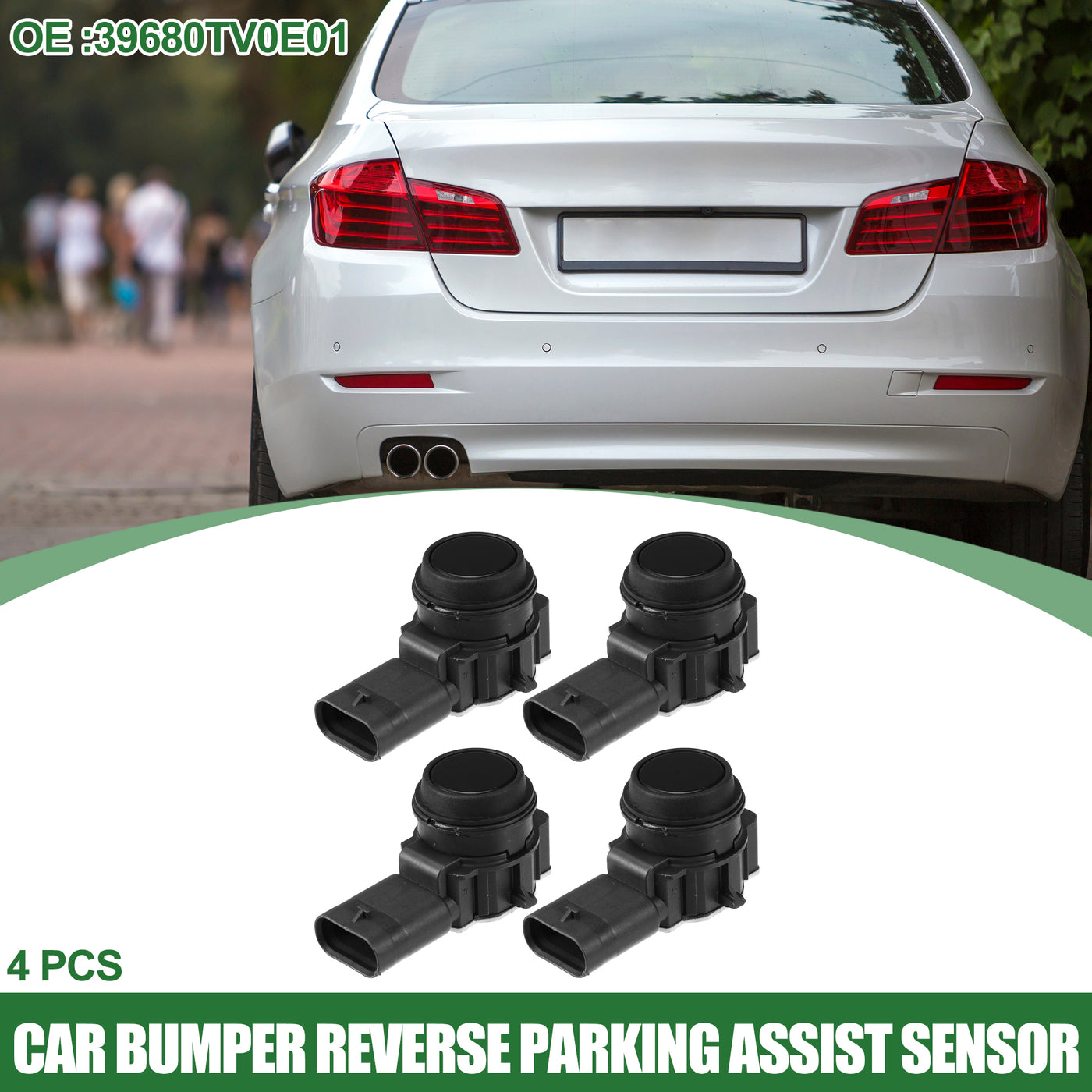 Motoforti Reverse Backup Parking Rear Bumper Park Assist Object Sensor, for Mercedes-Benz GLK 250 2013-2015, ABS, No.0009050242, Black, 4pcs