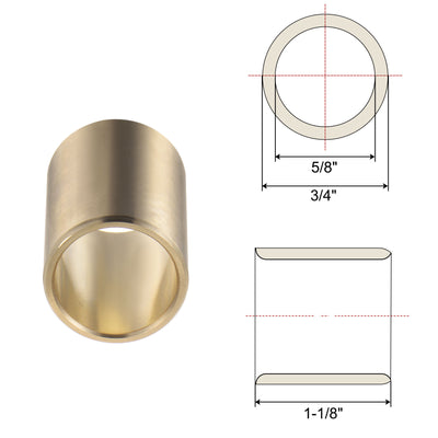 Harfington Uxcell Sleeve Bearings 5/8" x 3/4" x 1-1/8" Wrapped Oilless Bushings Cast Brass