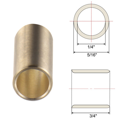Harfington Uxcell 2pcs Sleeve Bearings 1/4" x 5/16" x 3/4" Wrapped Oilless Bushings Cast Brass